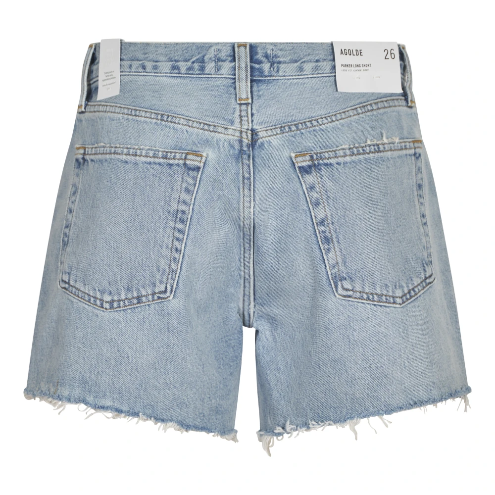 Agolde Lange Parker Denim Shorts Blue Dames