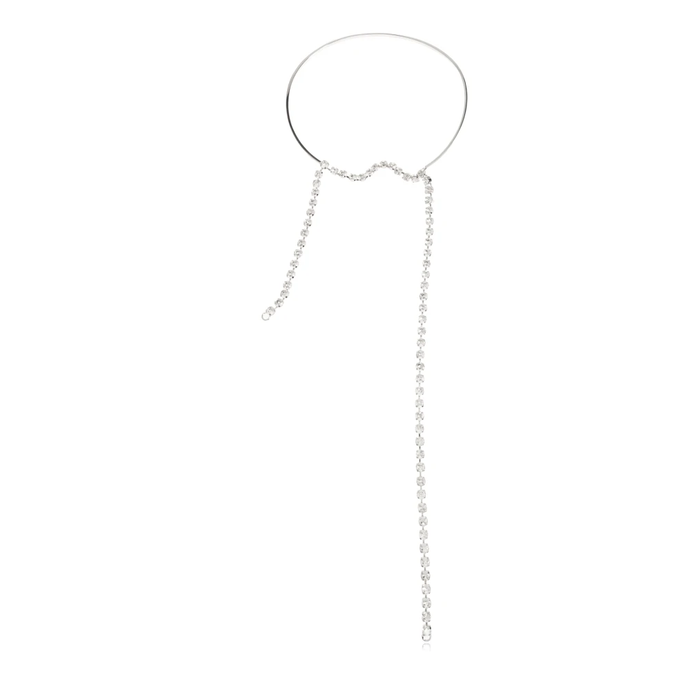 Mm6 Maison Margiela Vrouw Grijs Accessoires Dames, M, Choker Met Glanzende Kristallen