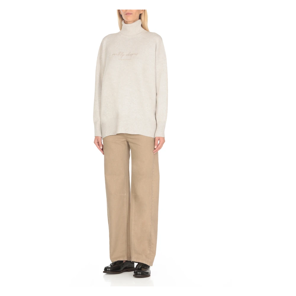 BRUNELLO CUCINELLI Ivoor Wol Kasjmier Zijde Trui Gray Dames