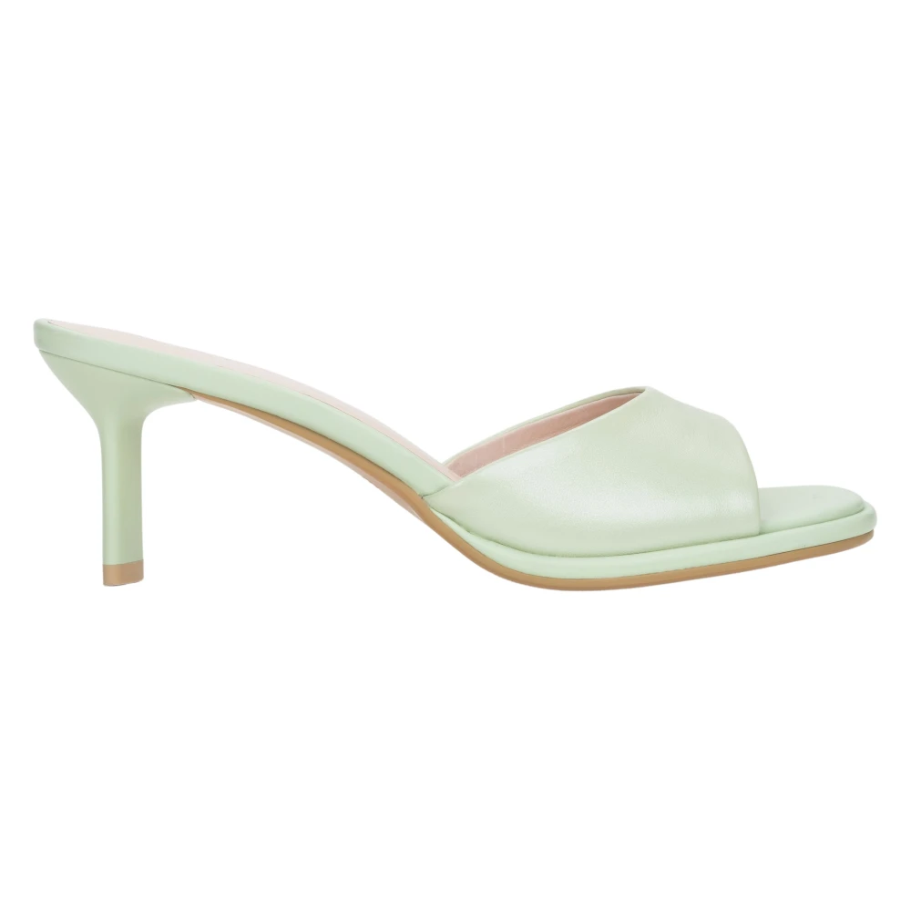 Estro Green Heeled Mules, Female, 5 Uk, Heeled Leather Mules
