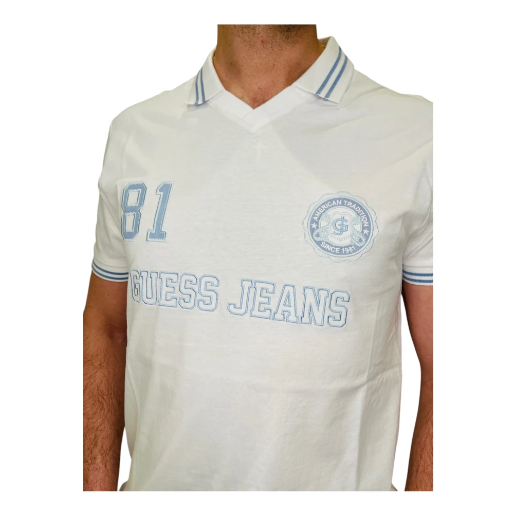 Guess Biologisch Katoenen Polo Shirt Soccer Stijl White Heren