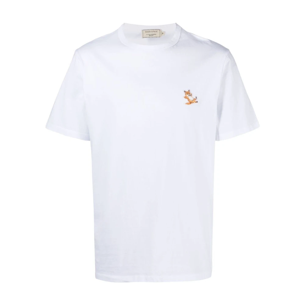 Maison Kitsuné Logo-detail T-shirt in het wit White Dames