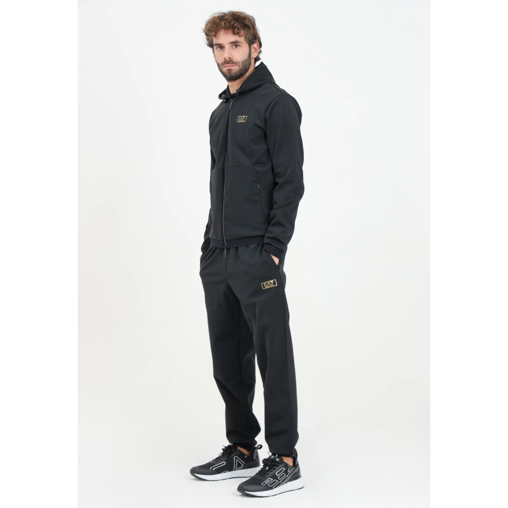 Emporio Armani EA7 Sportieve Zwarte Broek met Logo Black Heren