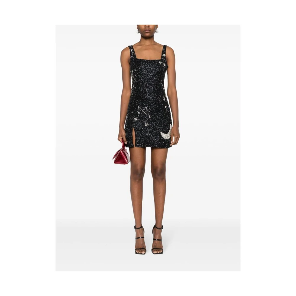 Staud Zwarte Pailletten Vierkante Hals Jurk Black Dames