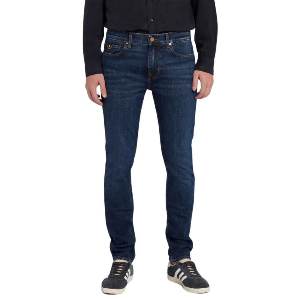 7 For All Mankind Slim Fit Jeans Donkerblauw Blue Heren