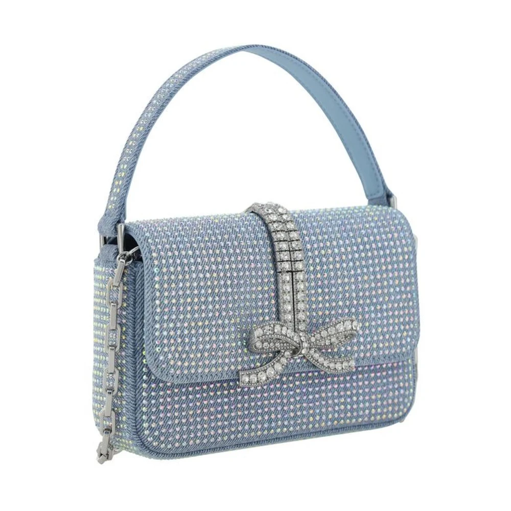 Self Portrait Rhinestone Versierde Baguette Handtas Blue Dames
