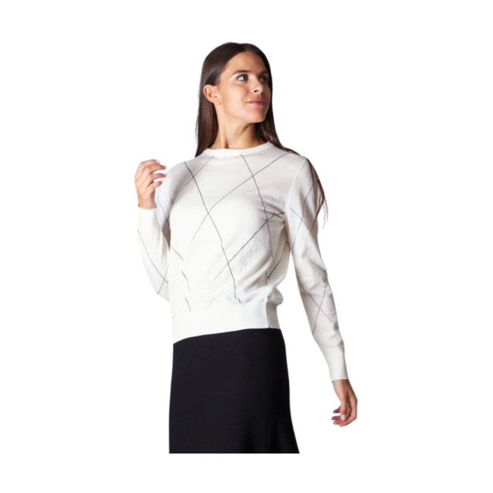 Liviana Conti Witte Trui met Diamantpatroon White Dames