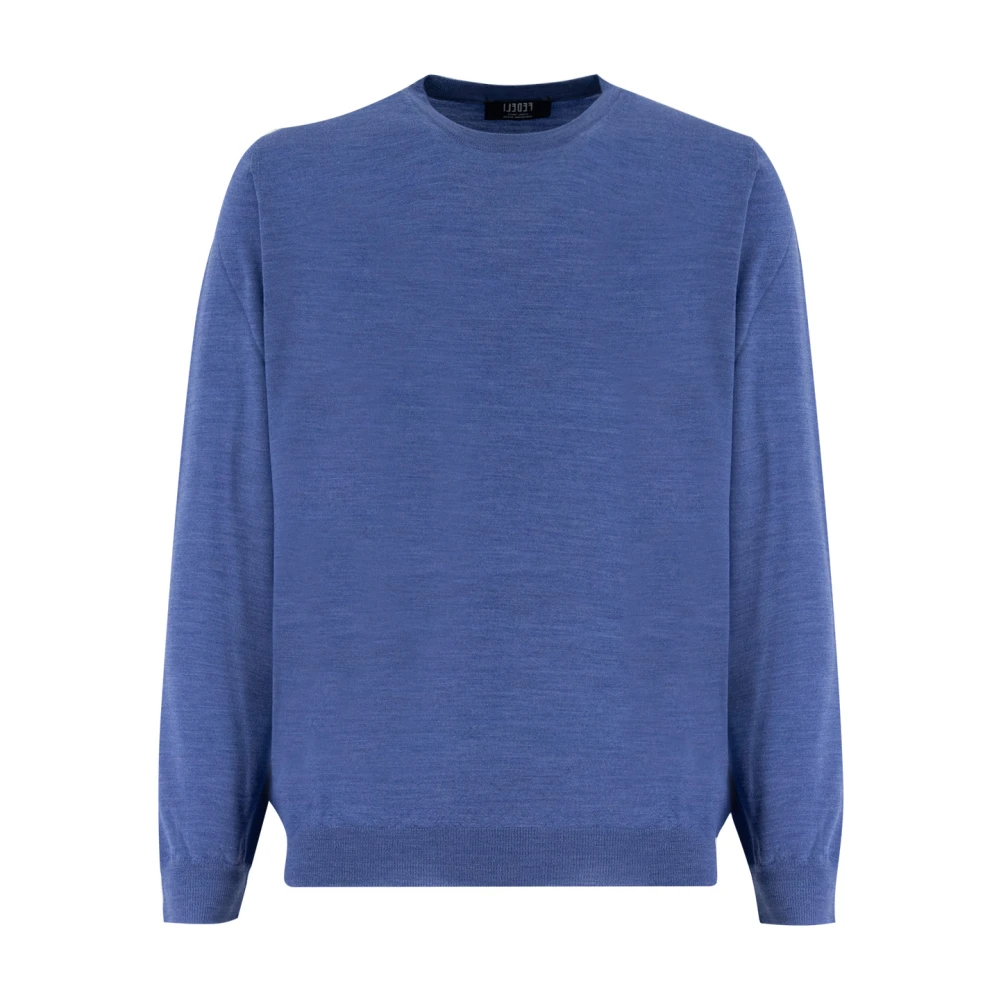 Fedeli Luxe Crew Neck Jumper Blue Heren