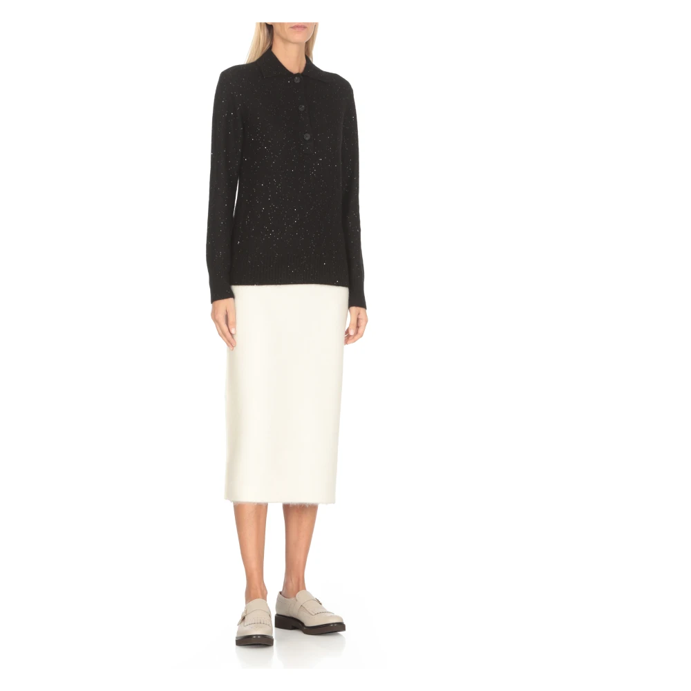Fabiana Filippi Zwarte wollen trui met pailletten Black Dames