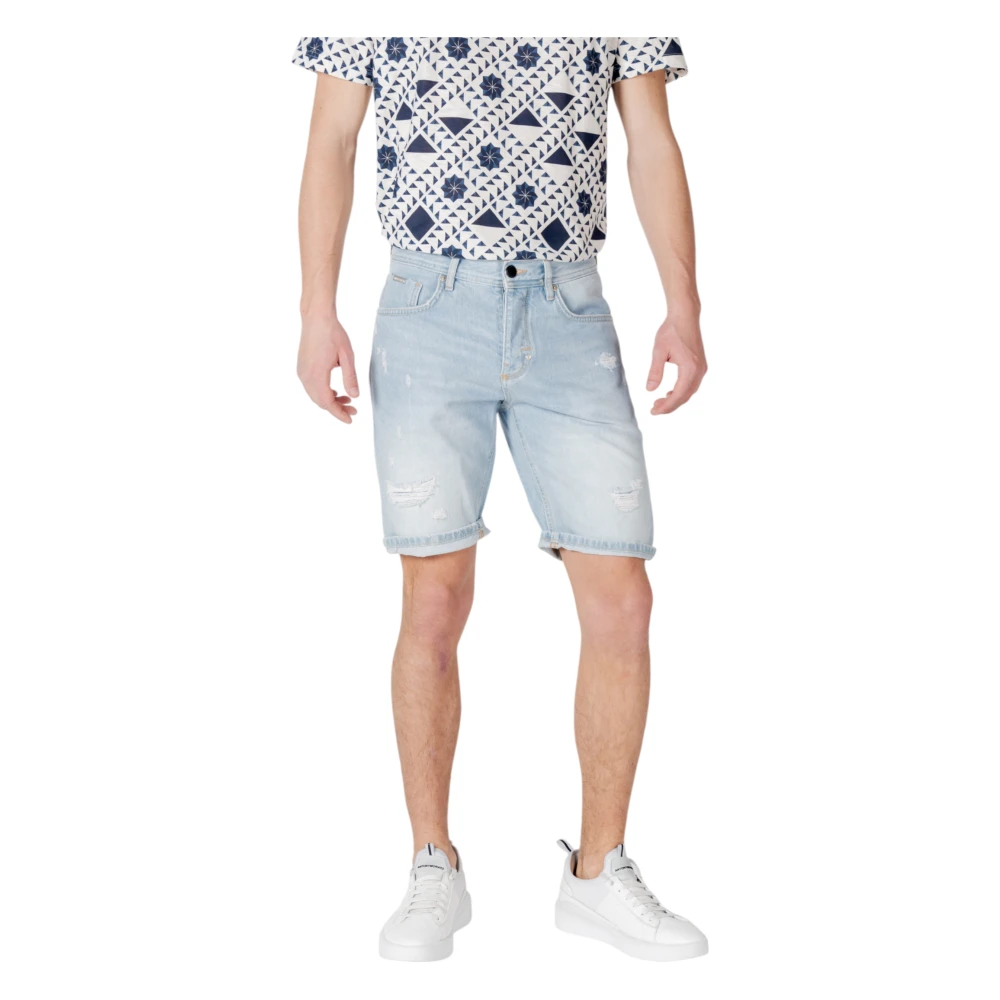 Antony Morato Men's Blue Denim Shorts, W34, Cotton Bermuda Collection Shorts