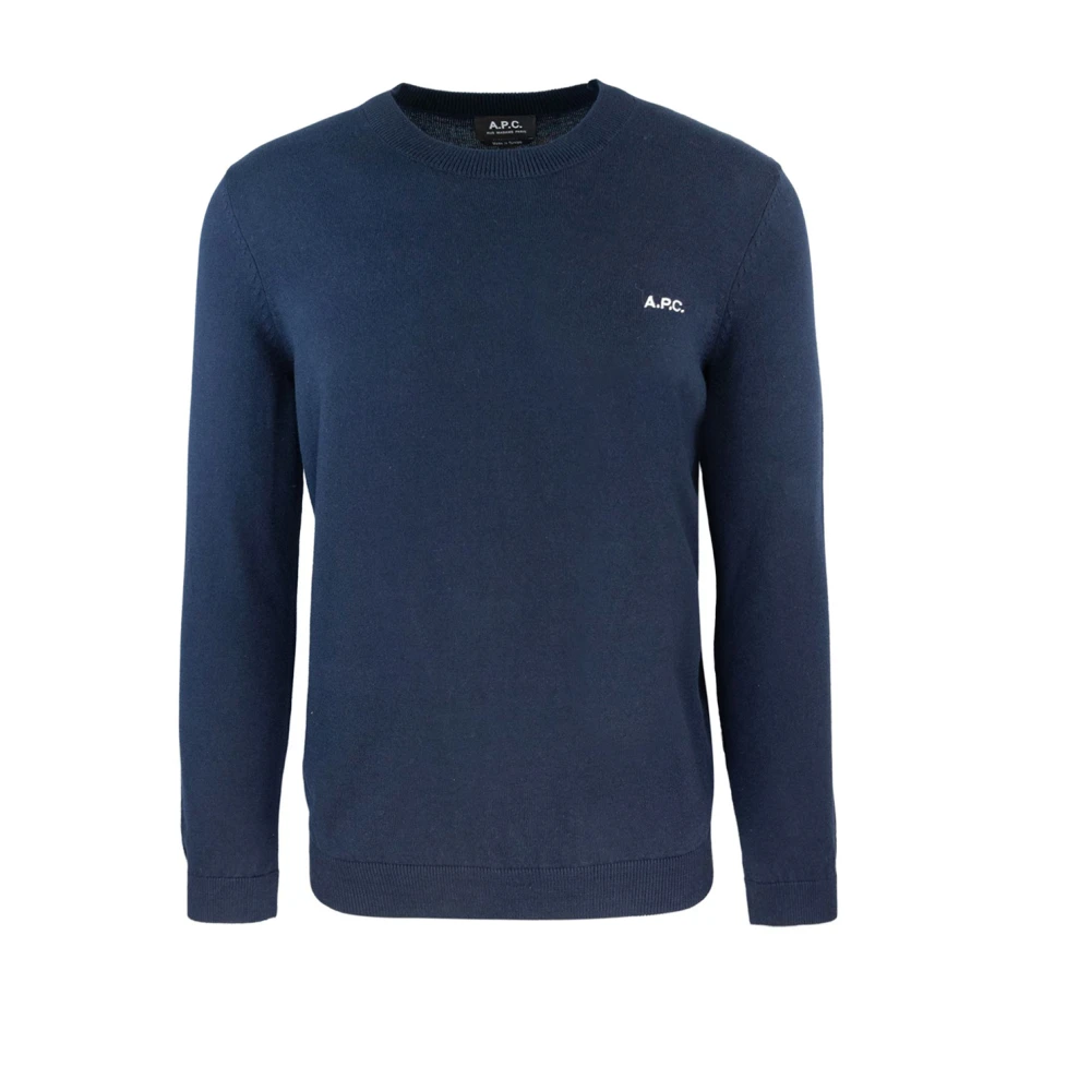 A.p.c. Crew Neck Sweater Blue Heren