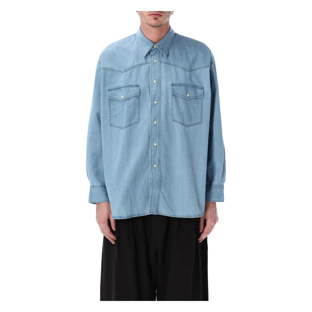 Studio Nicholson Blue Denim Texana Shirt - Male - Denim Shirts - M - Shirts