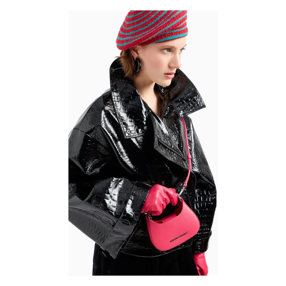 Emporio Armani Krokodillenleren Bikerjack Vrouwen Black Dames