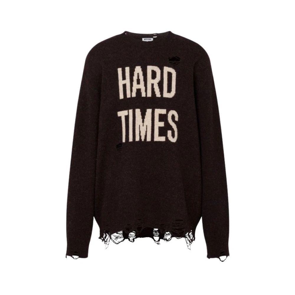 Moschino Men's Brown Inlaid Shetland Wool Pullover