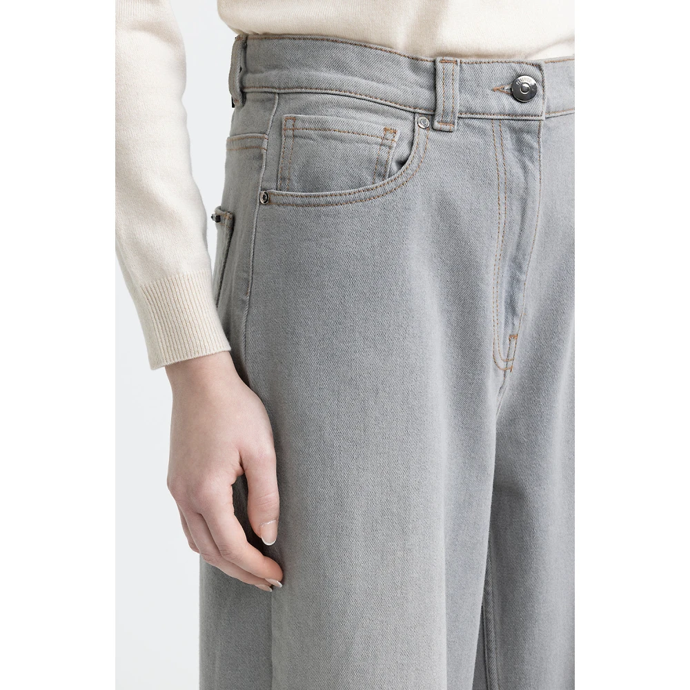 PESERICO Denim baggy oversized broek Gray Dames