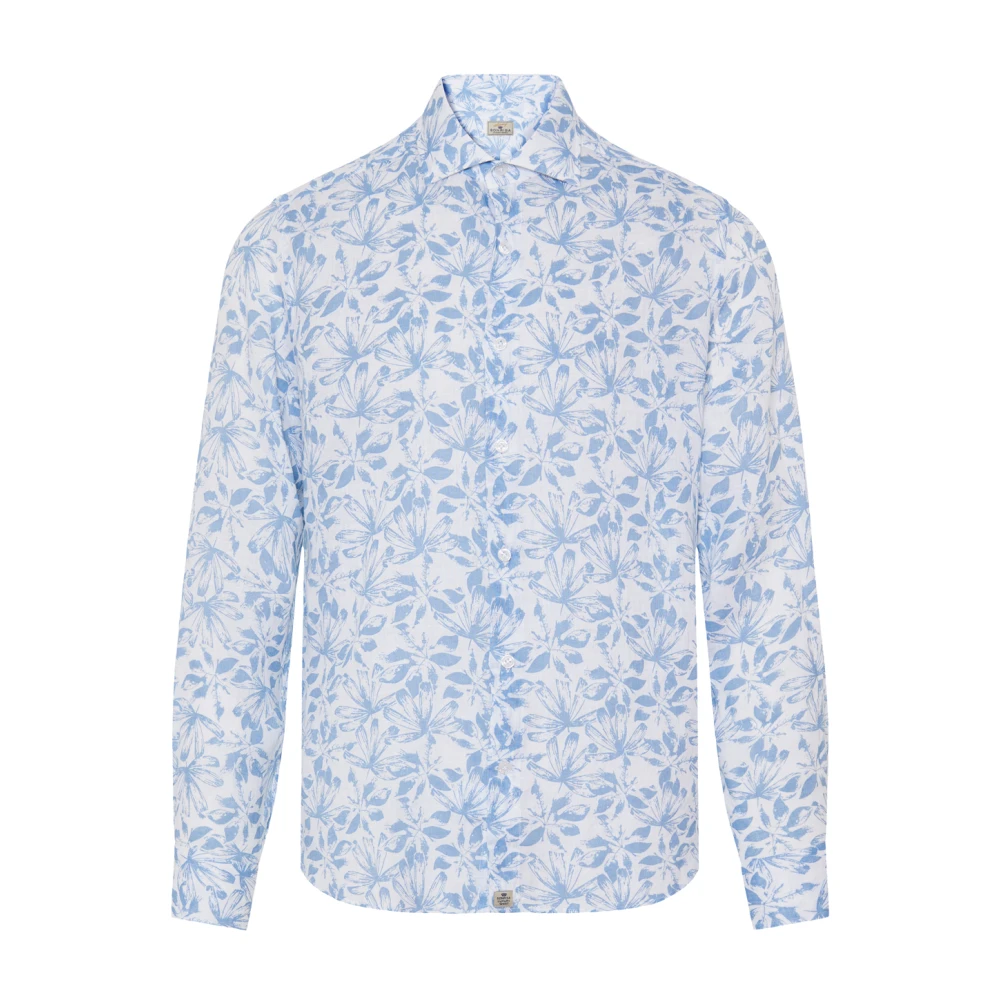 Sonrisa Linnen Bloemenshirt Made in Italy Blue Heren