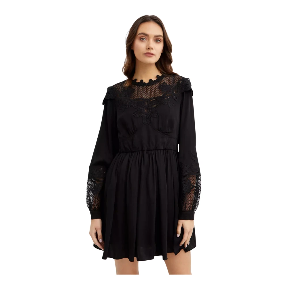 Self Portrait Zwarte Mini Jurk van Zwarte Kant Black Dames