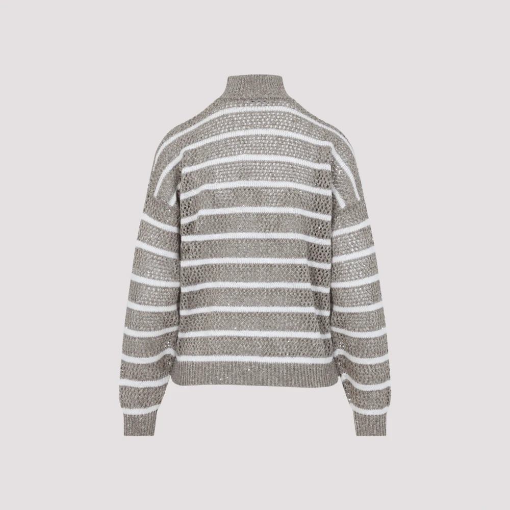 BRUNELLO CUCINELLI Nutshell Zip Up Cardigan Beige Dames