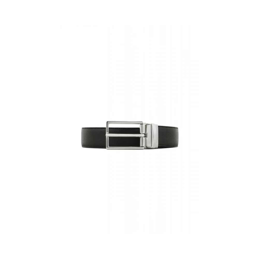 Emporio Armani Mannelijk Zwart Reversible Leren Riem