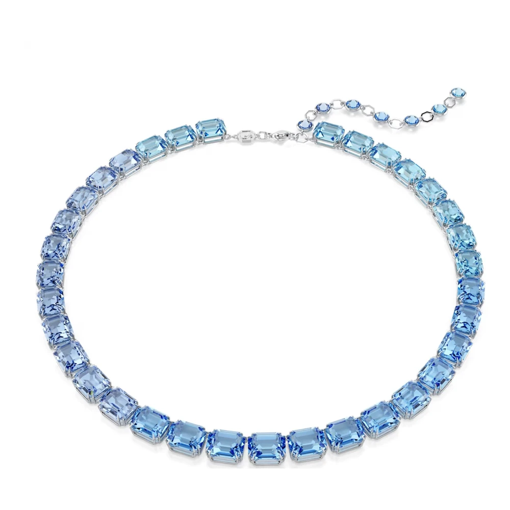 Swarovski Millenia Necklace Octagon Cut Colour Gradient Blue Rhodium Plated - Image 3