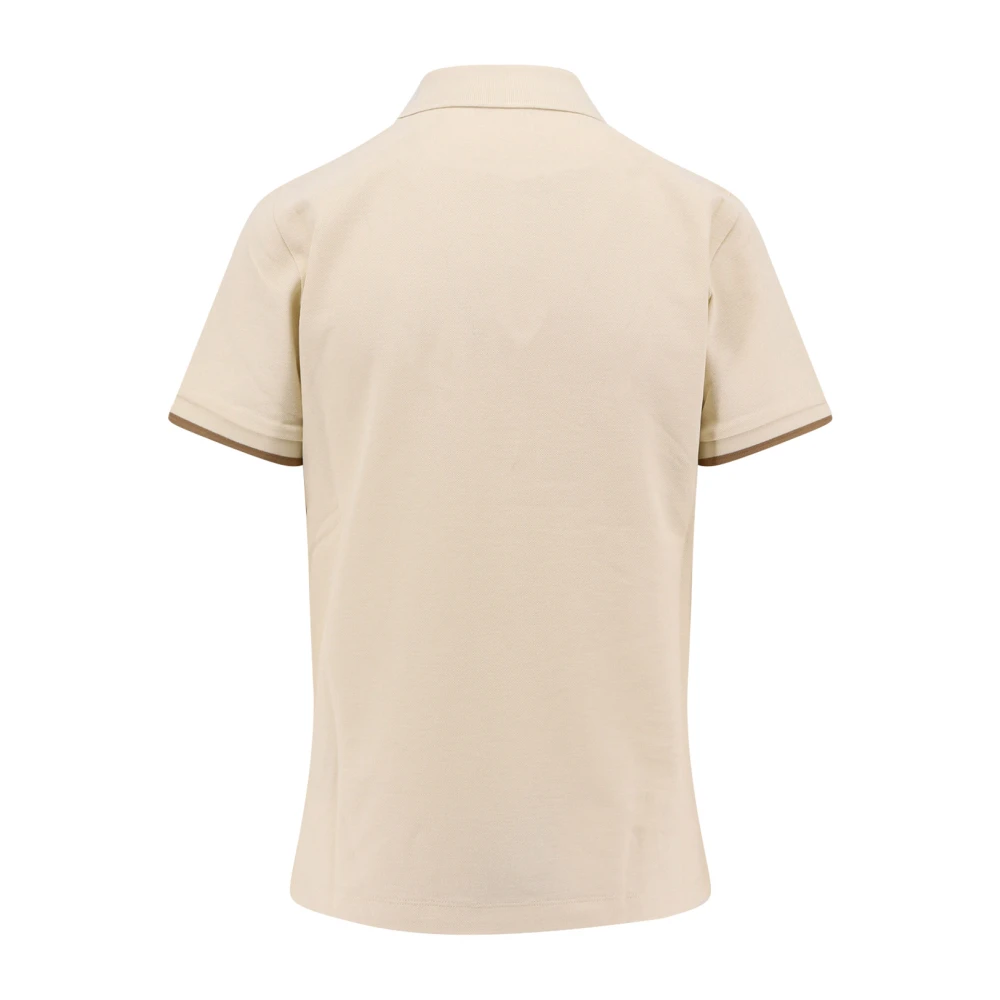 Moncler Katoenen Polo Shirt met Logo Patch Beige Dames