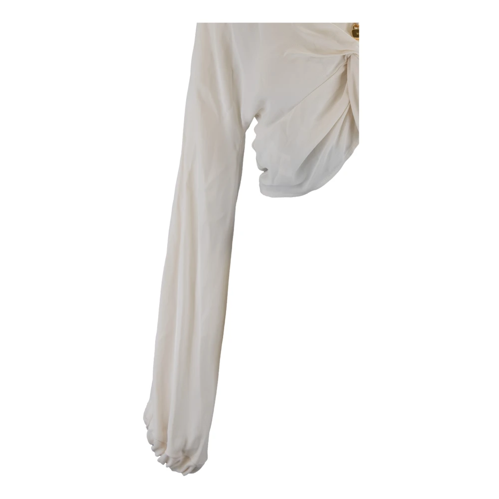 Elisabetta Franchi V-hals Blouse met Uniek Detail Beige Dames