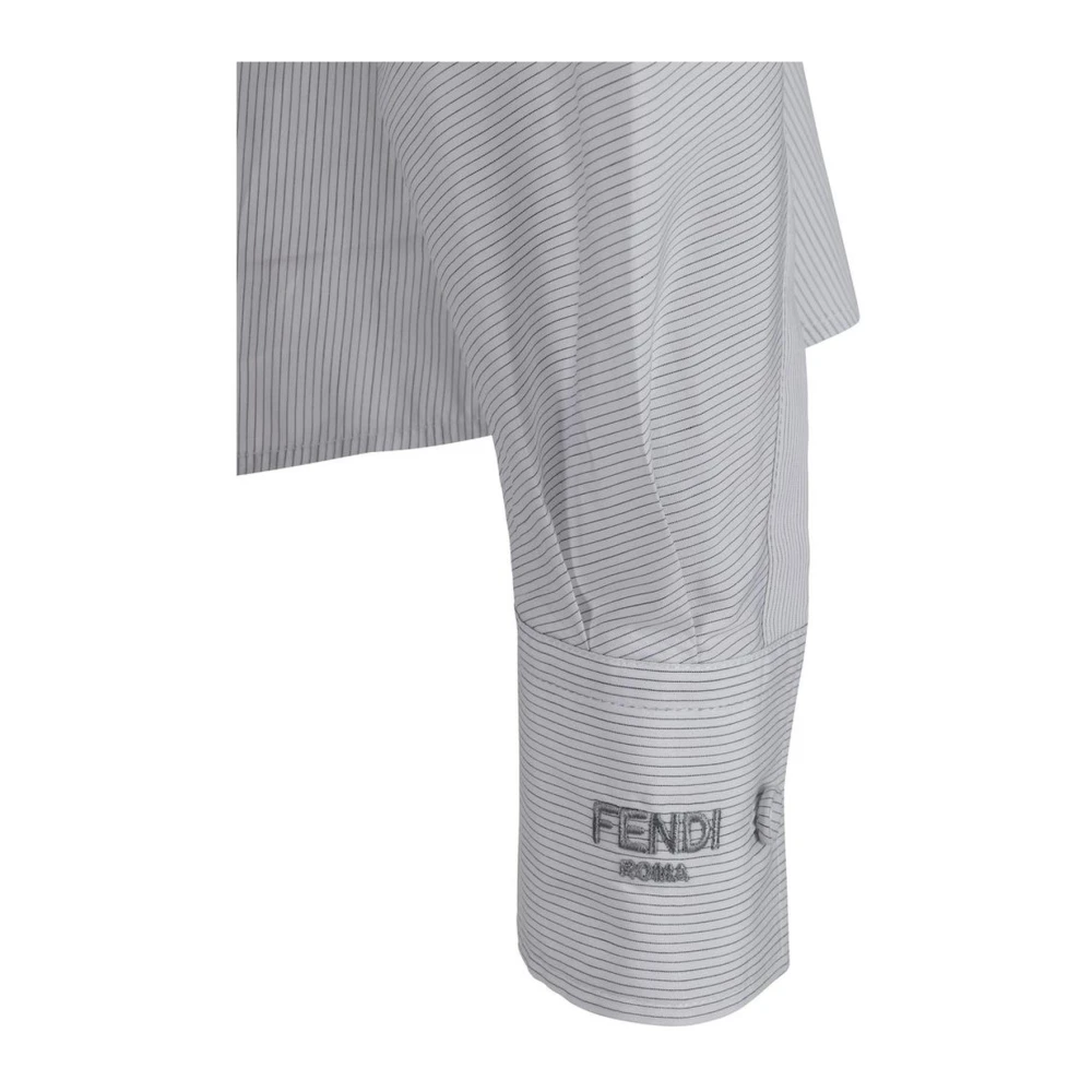 Fendi Gestreept Katoenen Klassiek Overhemd White Dames