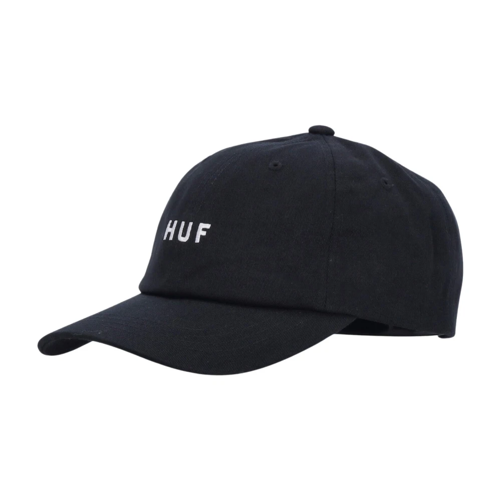 HUF Zwarte Gebogen Klep Pet 6 Panel Black Heren