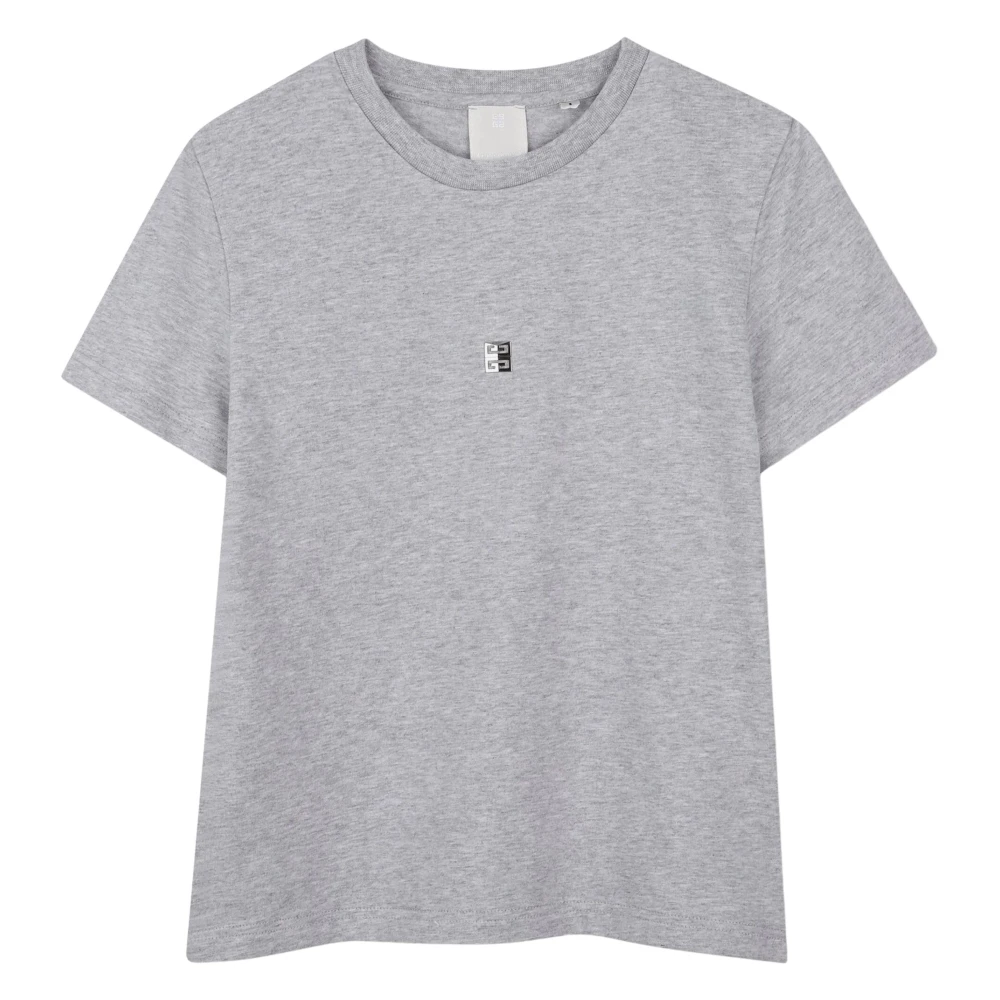 Givenchy Men's Gray Logo T-Shirt With 4G Metal Plate