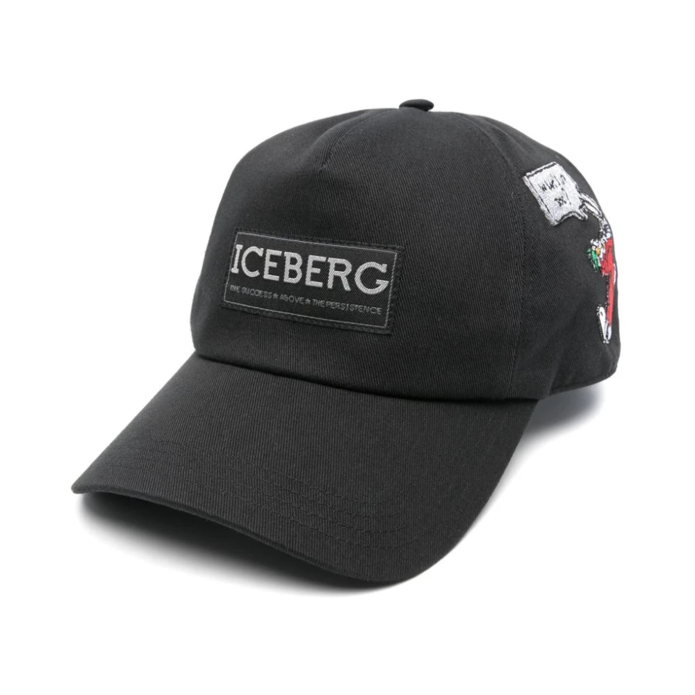 Iceberg Zwarte Katoenen Baseballpet met Logo Black Heren