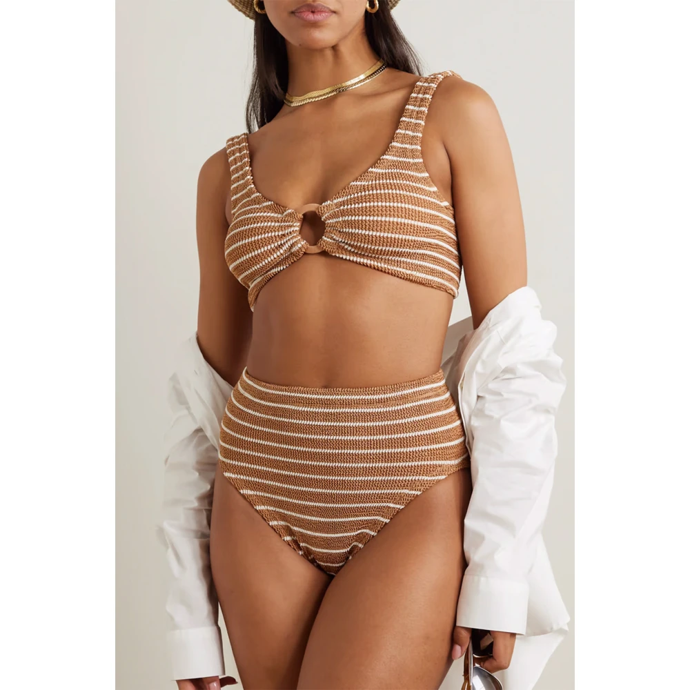 Hunza G Metallic Cocoa Ring-Detail High-Rise Bikini Multicolor Dames