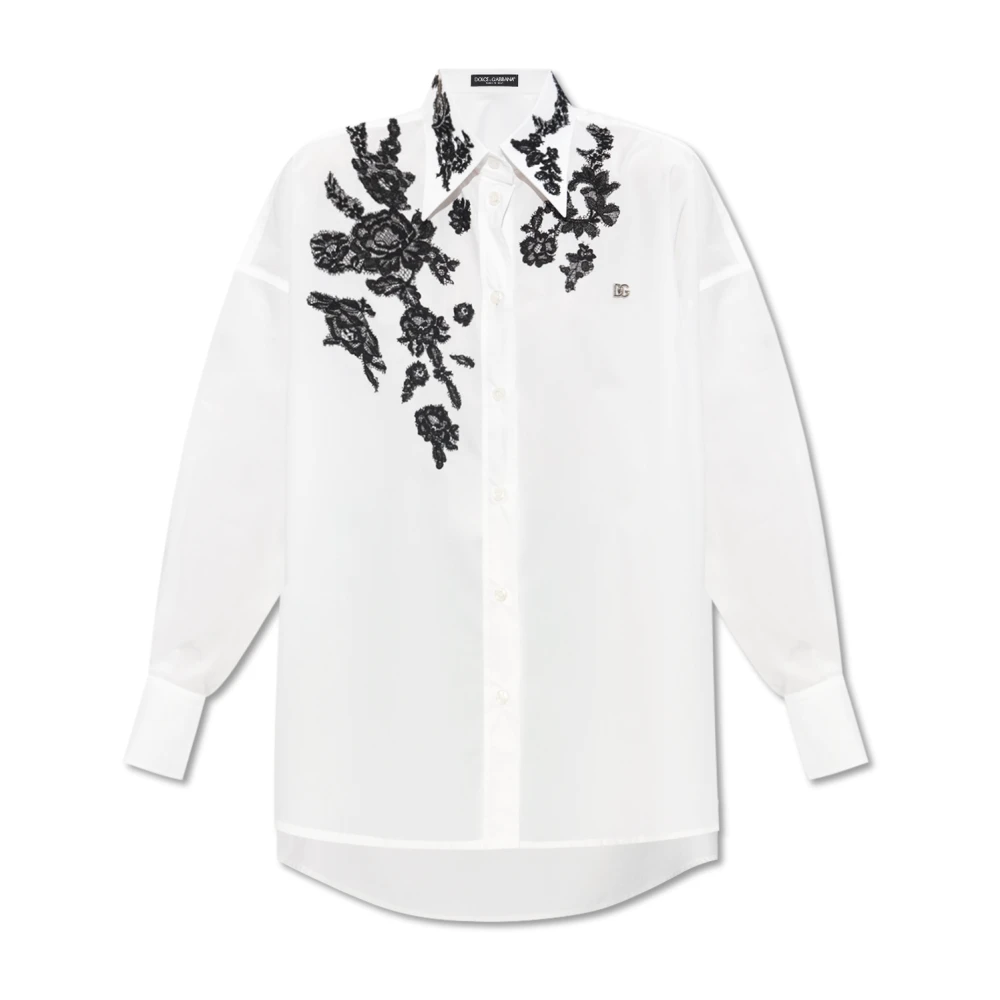 Dolce & Gabbana Women's White Shirt With Lace Detail