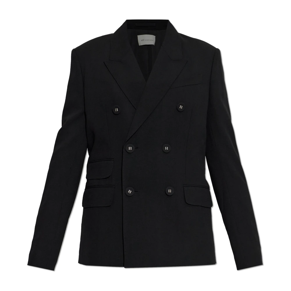 Ami Paris - Black Double-Breasted Wool Blazer Black - Size: 38 - For Women - Immagine 2