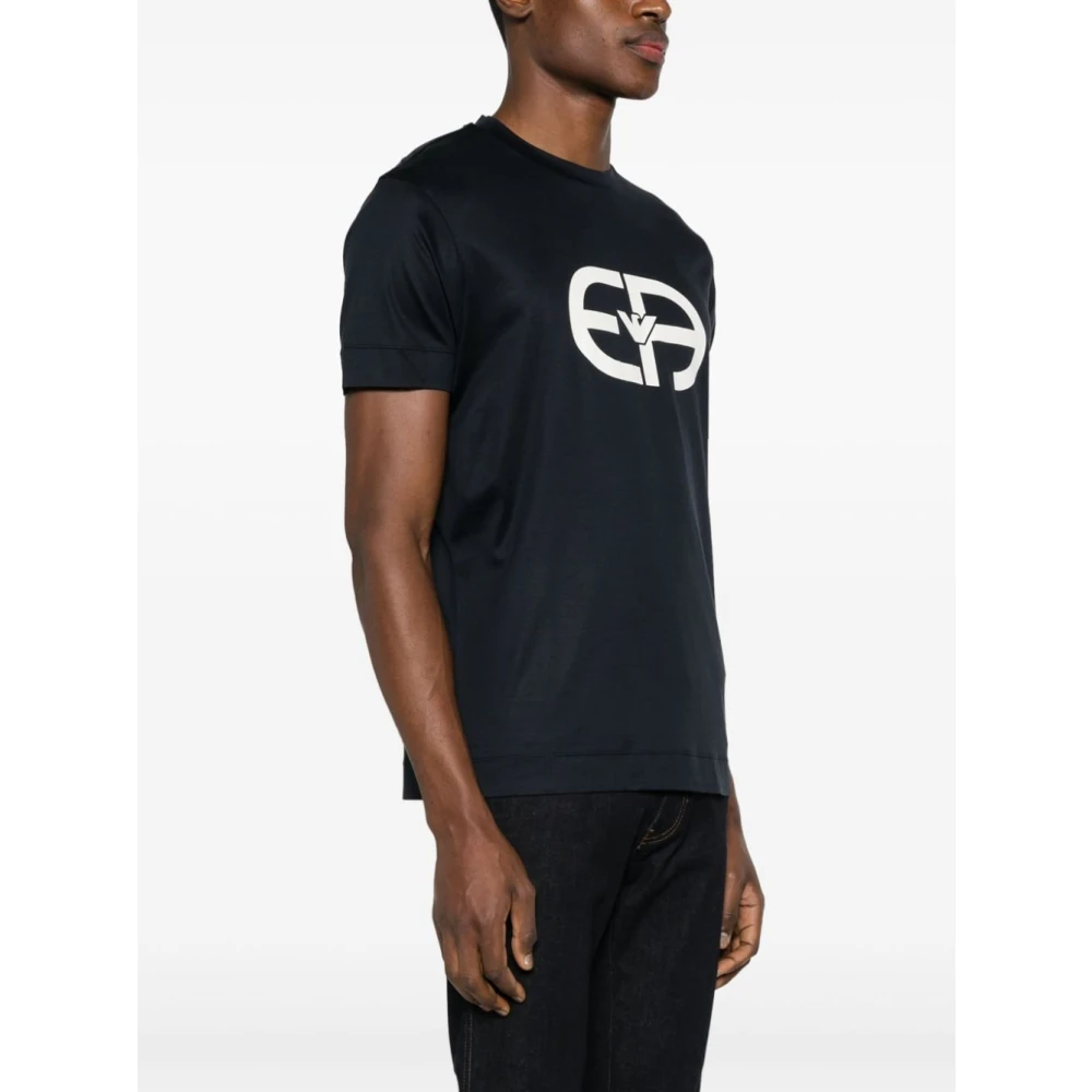 Emporio Armani Heren Katoenen T-shirt met Maxi Logo Blue Heren