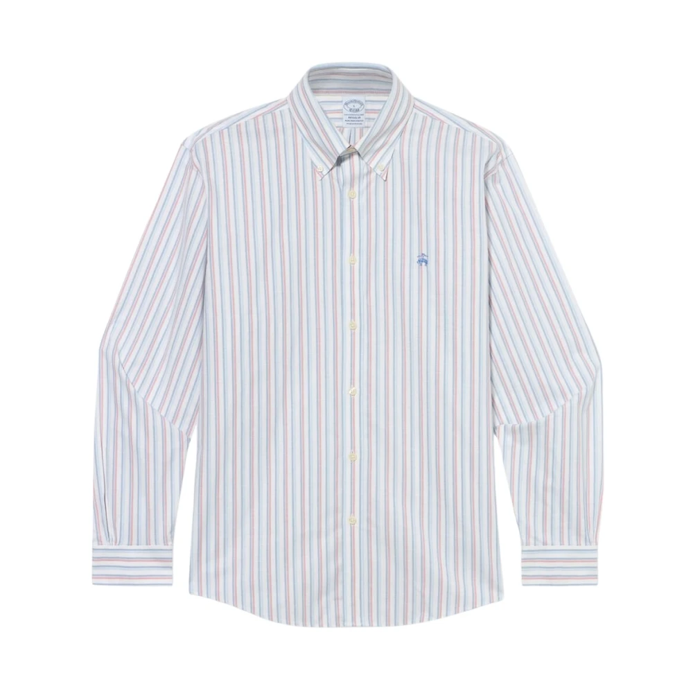 Brooks Brothers Men's Multicolor Formal Shirts, L, Regular Fit Non-Iron Oxford Shirt With Button Down Collar
