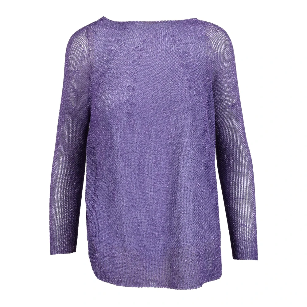 Pink Memories Linnen Katoen Gebreide Top Purple Dames