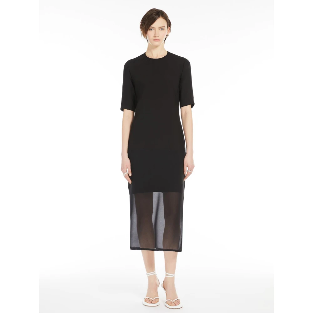 SPORTMAX Zwarte T-shirt Stijl Jurk Black Dames