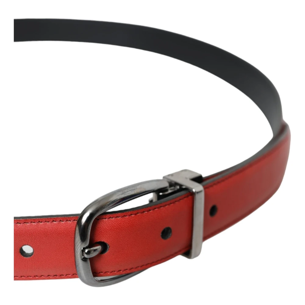 Dolce & Gabbana Rode Metalen Gesp Riem Red Heren