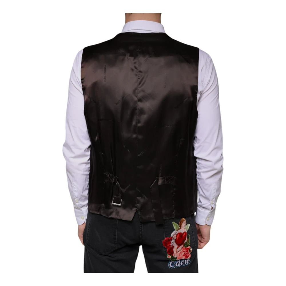 Dolce & Gabbana Zwart Formeel Vestjurk met Logo Black Heren