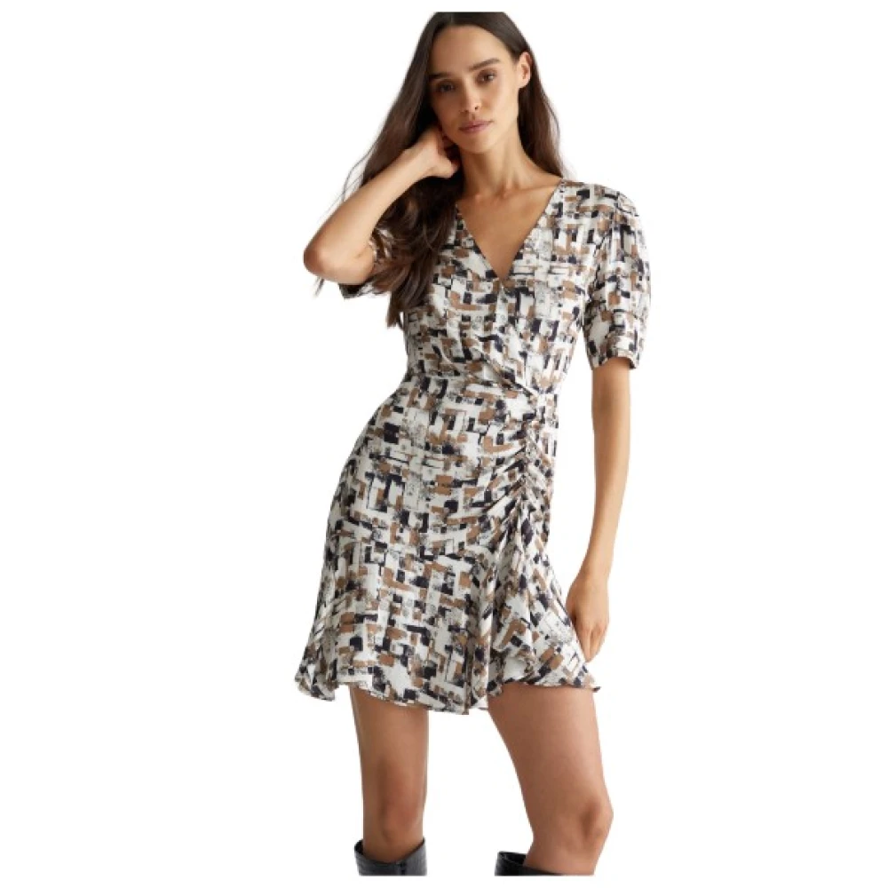 Liu Jo Korte viscose jurk met V-hals Multicolor Dames