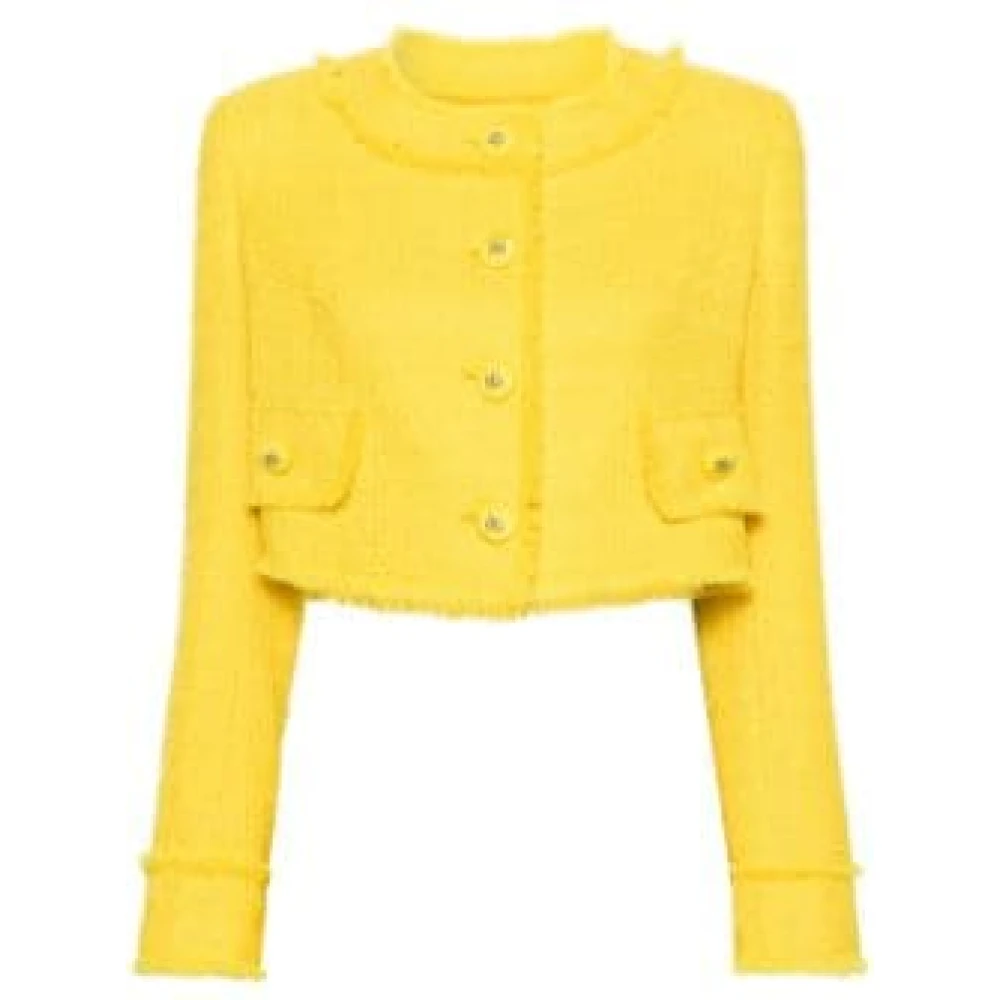 Dolce & Gabbana Tweed Crop Blazer Yellow Dames