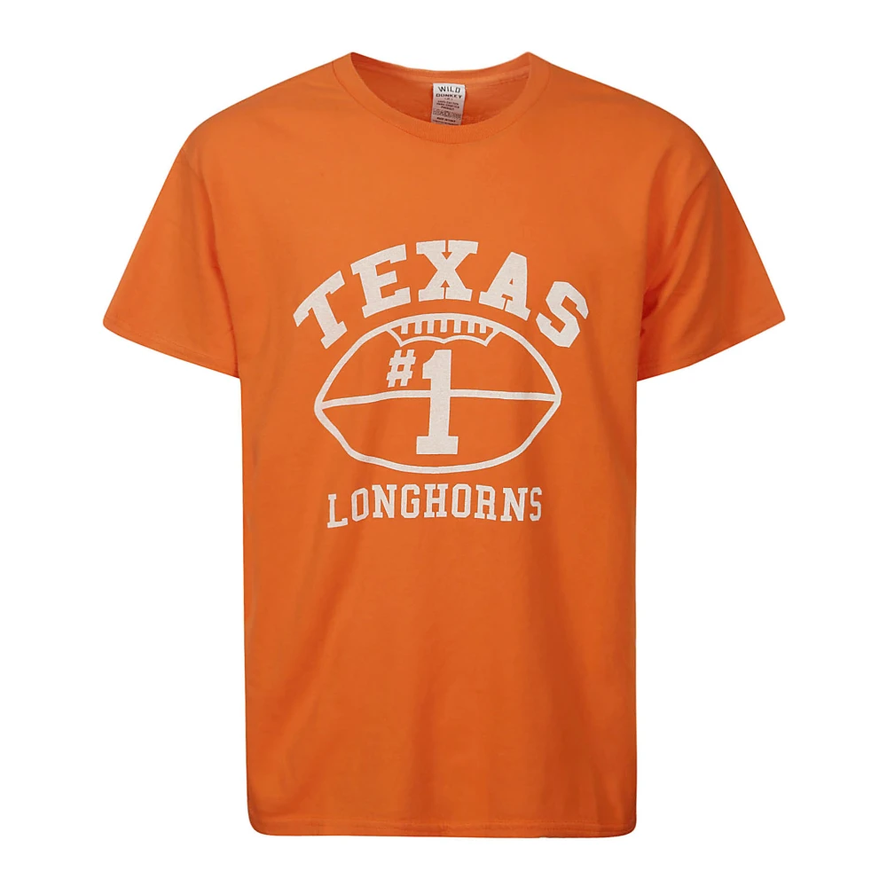 Wild Donkey Oranje Katoenen T-shirt met Witte Print Orange Heren