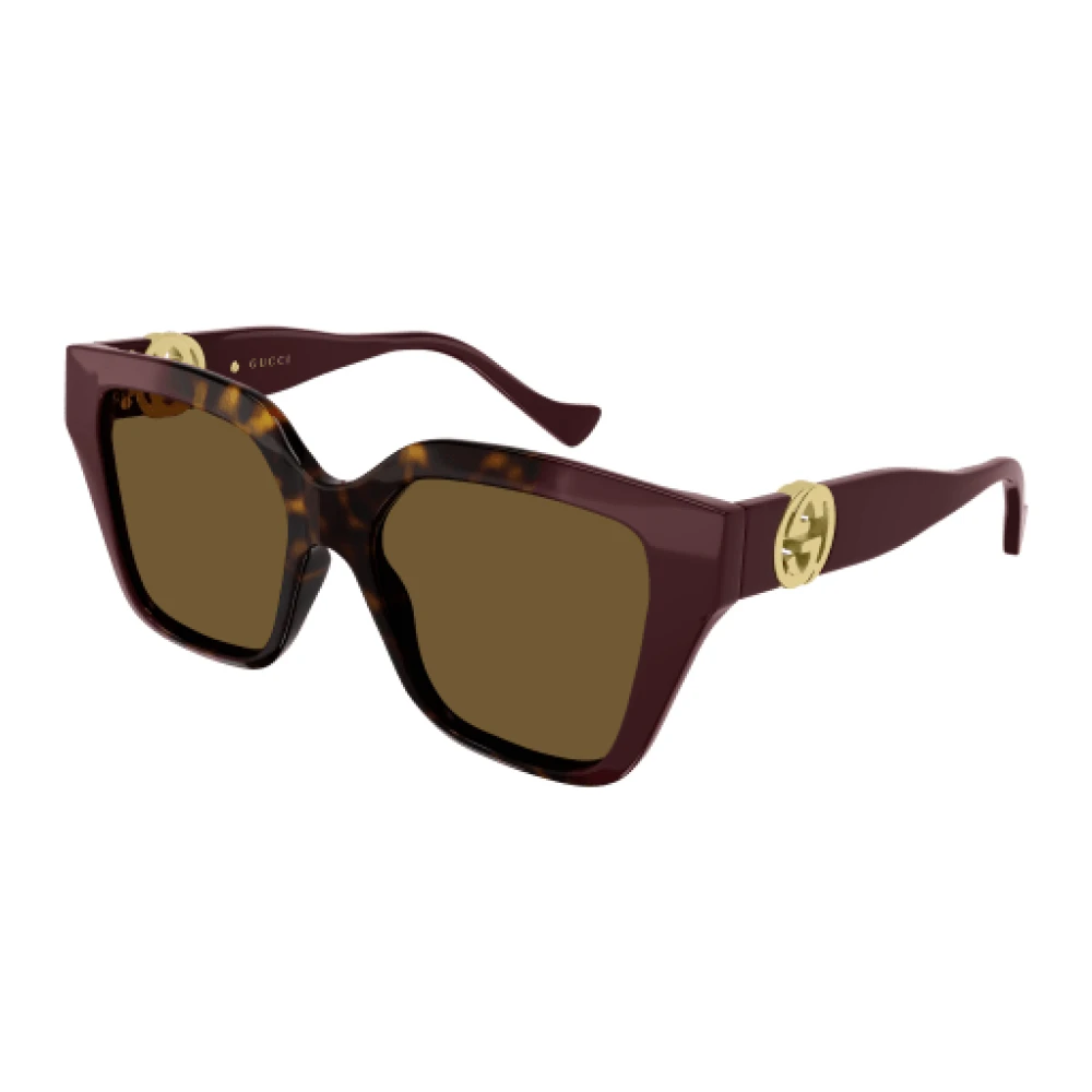 Gucci Women's Brown Sunglasses, 54 Mm, Cat-Eye Sunglasses Chain Detail Havana
