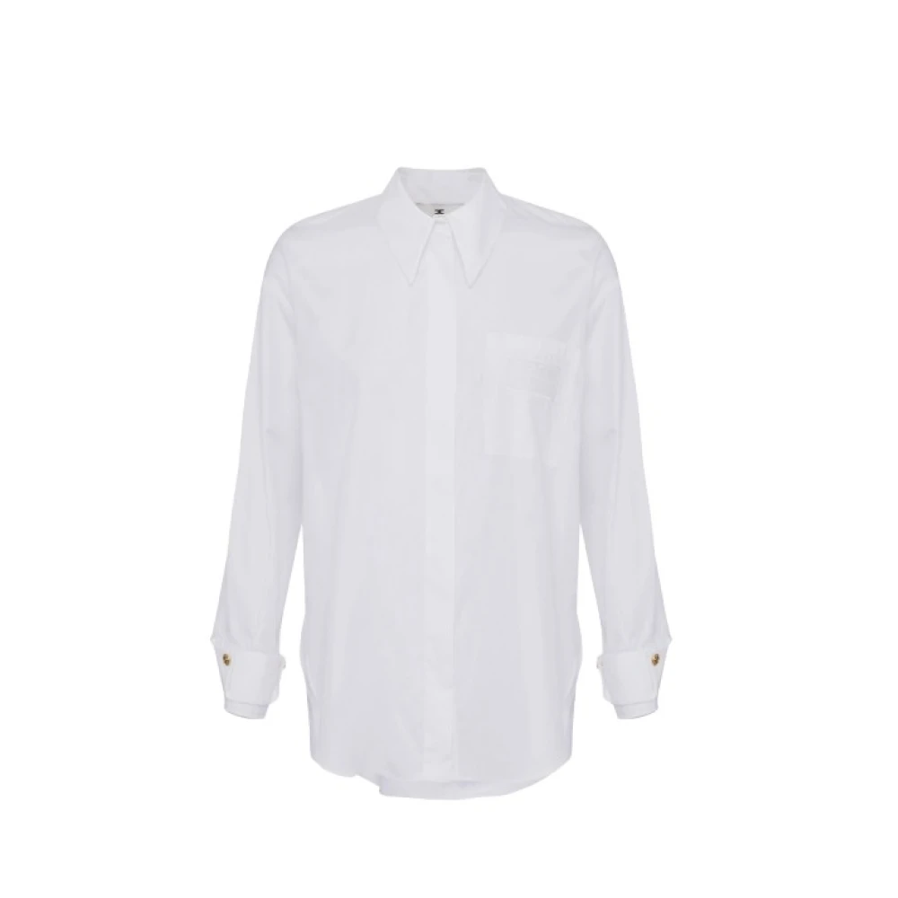 Elisabetta Franchi Witte Katoenen Poplin Oversized Shirt White Dames