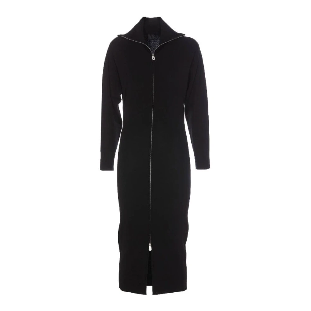 pinko Zwarte Midi Jurk met Voorrits Black Dames