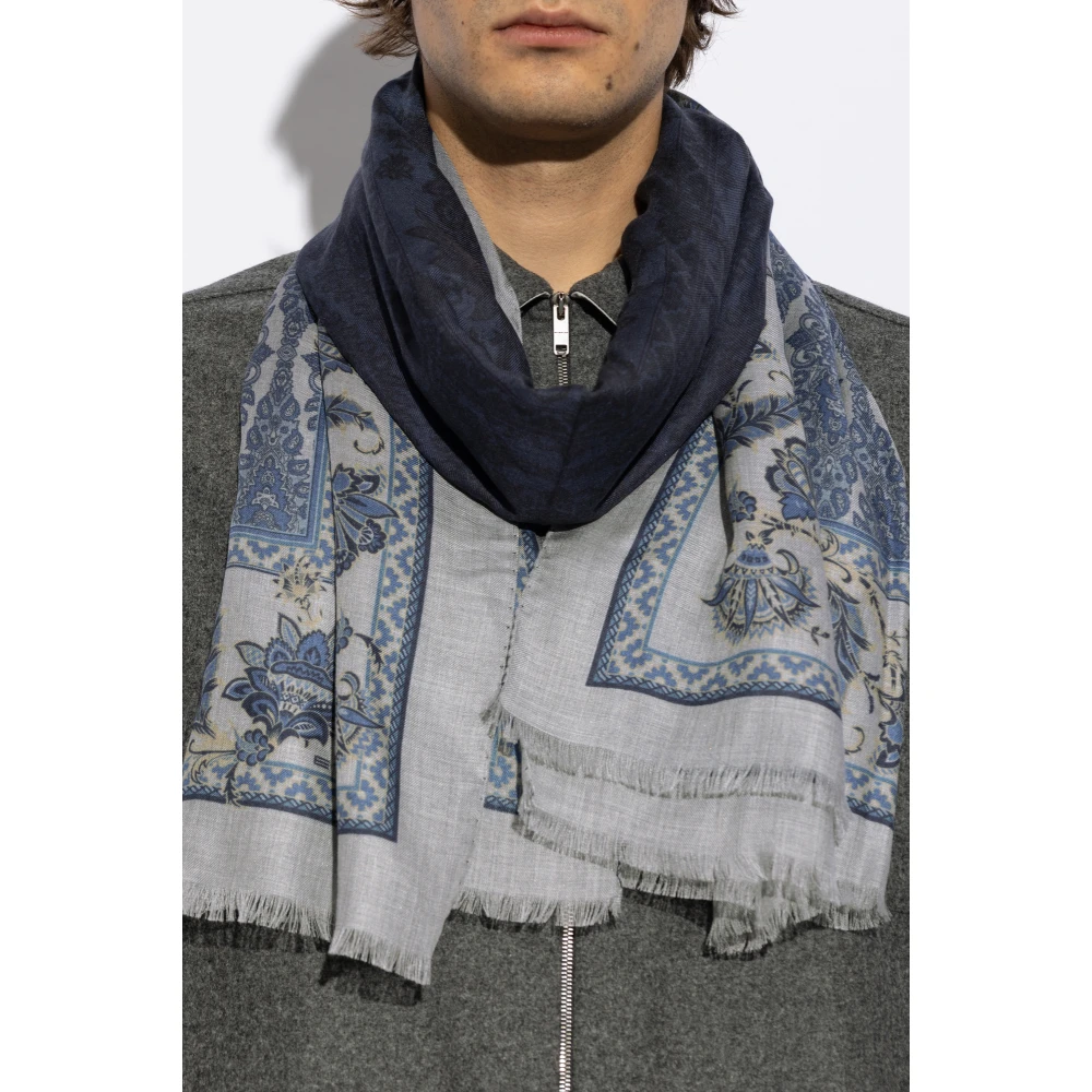ETRO Sjaal met print Blue Heren