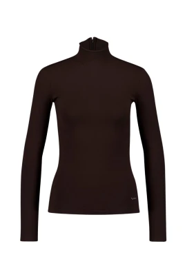 Slim-fit Turtleneck i Brun Jersey