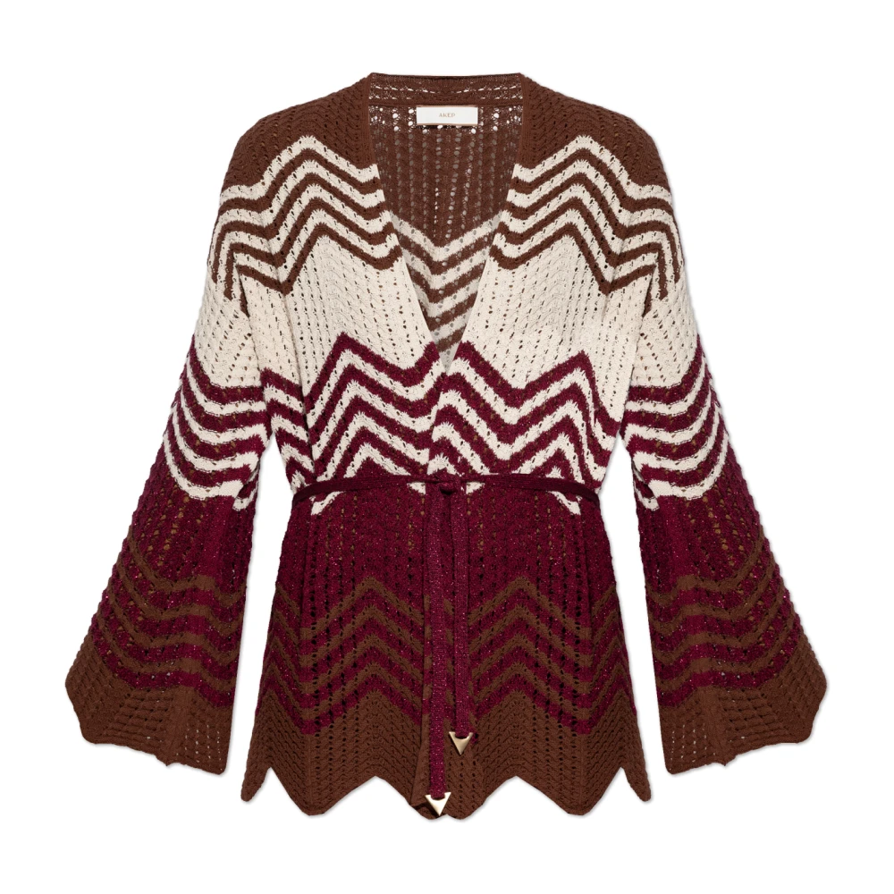 Akep Women's Red Cardigans, M, Chevron Lurex Cardigan