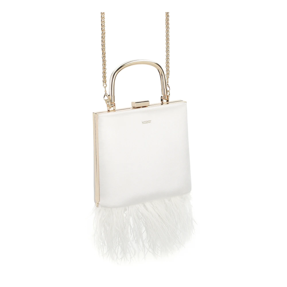 Kazar Witte veren box tas White Dames