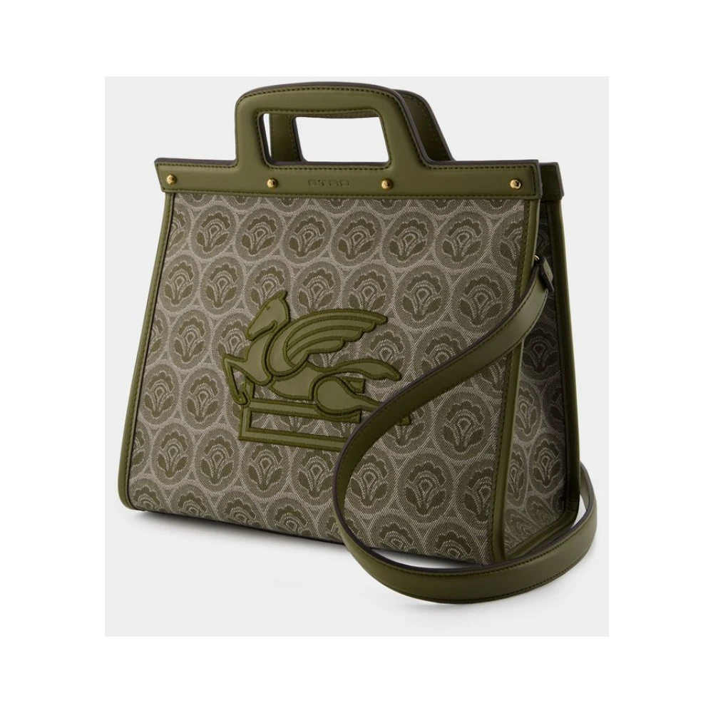 ETRO Zwarte Katoenen Shopper Tas met Afneembare Band Multicolor Dames